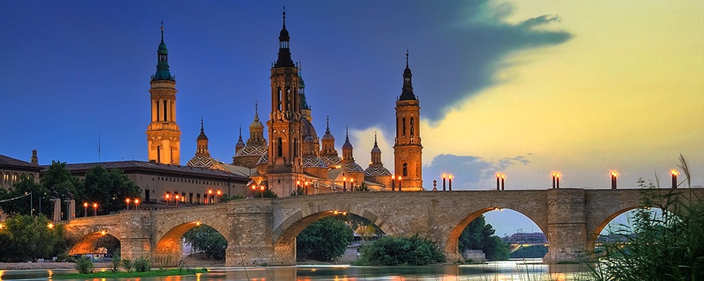 Basilica del Pilar, sunset